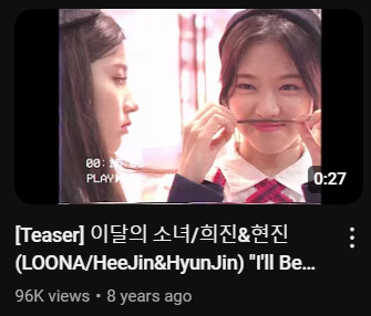 A screenshot of the thumbnail and title for 'Teaser: Loona/Heejin and Hyunjin: I'll Be There.'